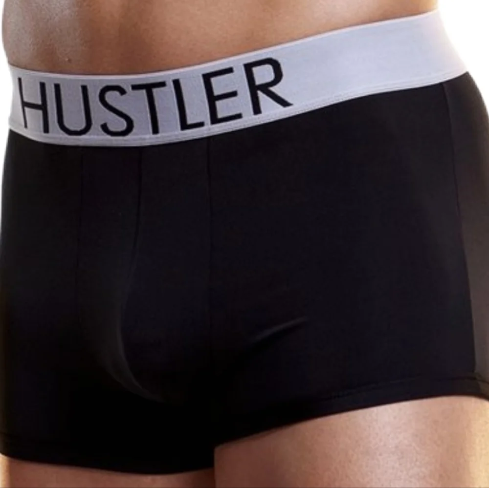 Hustler Lingerie Logo Cotton Spandex Black Trunks